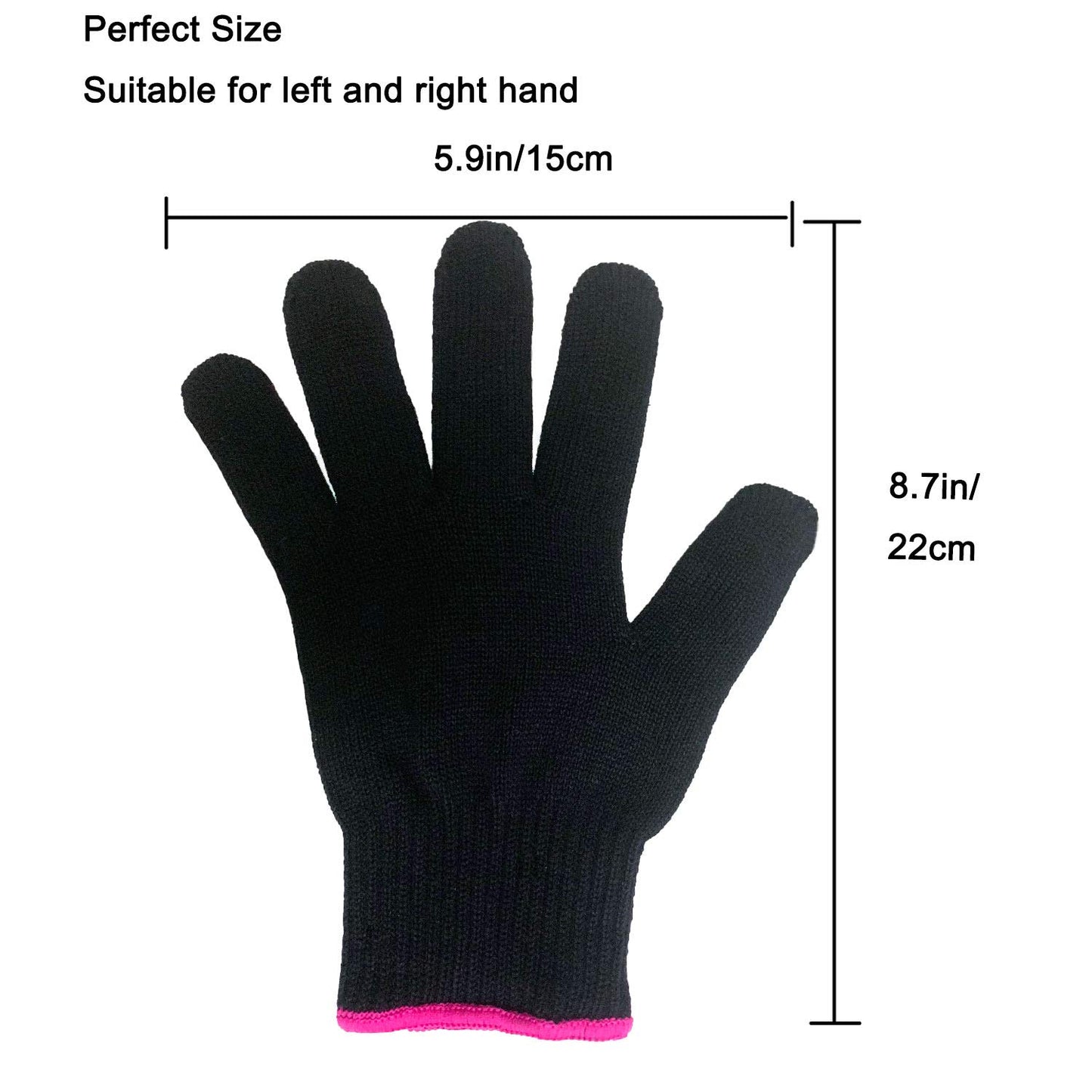 Heat Resistant Glove for Hair Styling, Pink Edge | Blocks Heat from Curling Irons & Wands, Works for Left or Right Hand, Single Glove Included, Comfortable & Flexible