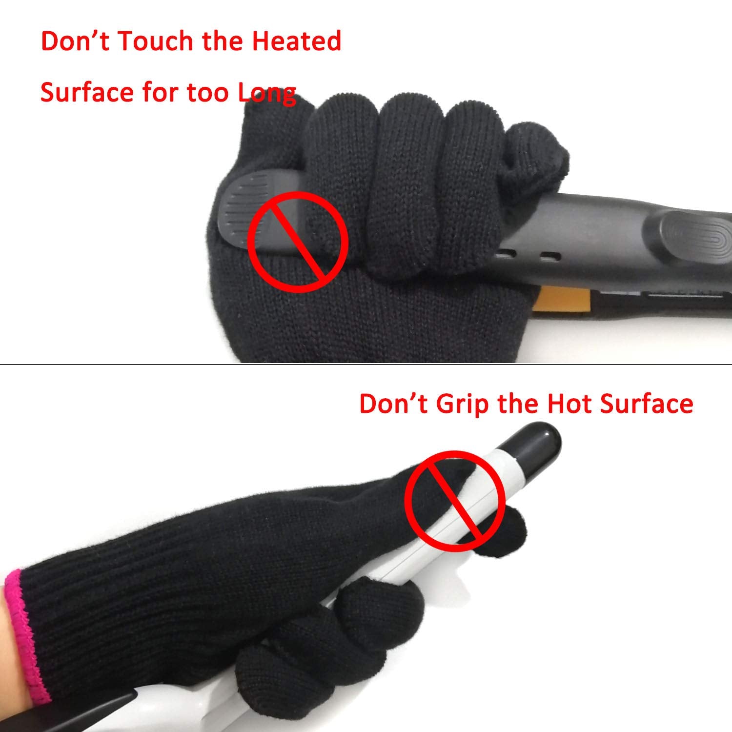 Heat Resistant Glove for Hair Styling, Pink Edge | Blocks Heat from Curling Irons & Wands, Works for Left or Right Hand, Single Glove Included, Comfortable & Flexible