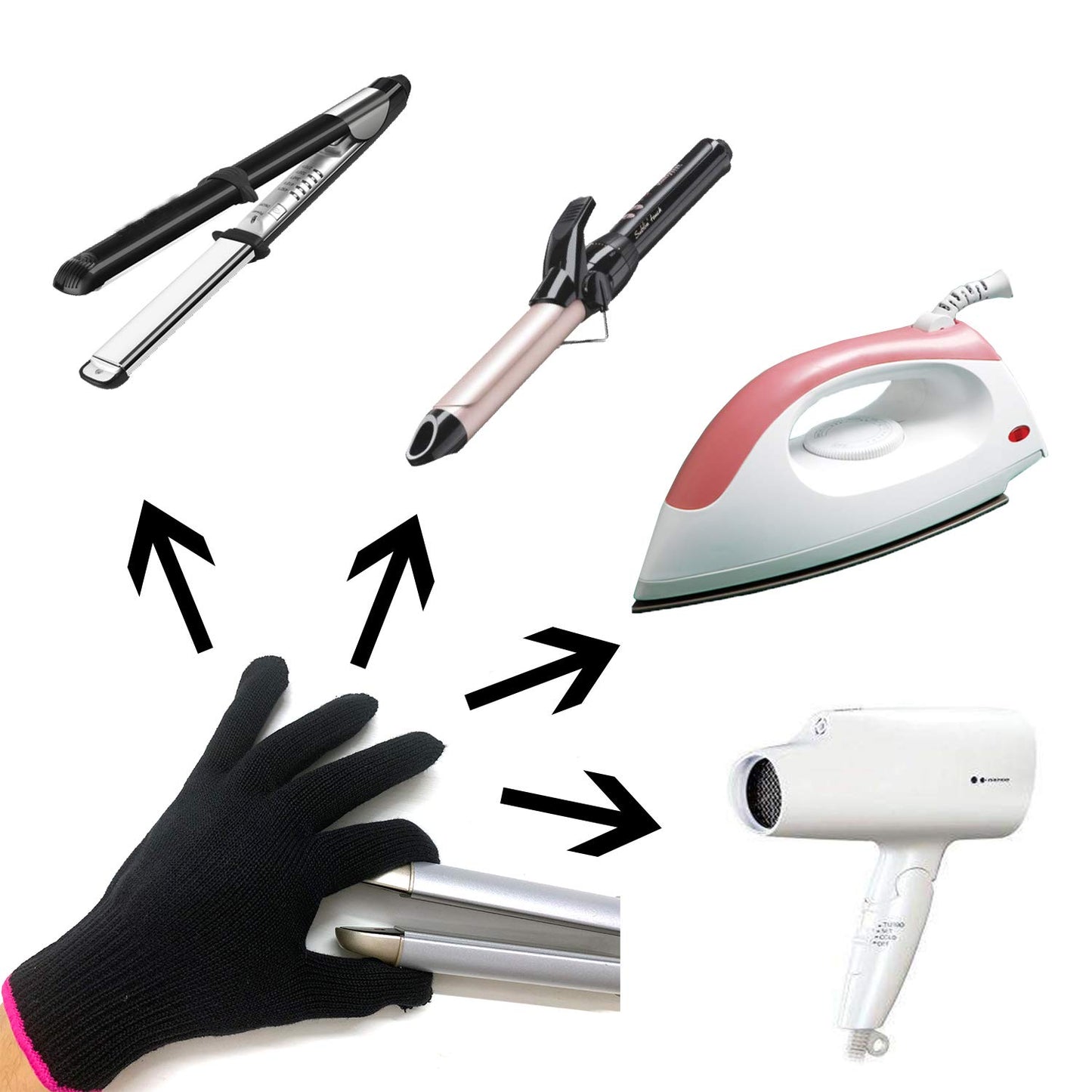 Heat Resistant Glove for Hair Styling, Pink Edge | Blocks Heat from Curling Irons & Wands, Works for Left or Right Hand, Single Glove Included, Comfortable & Flexible