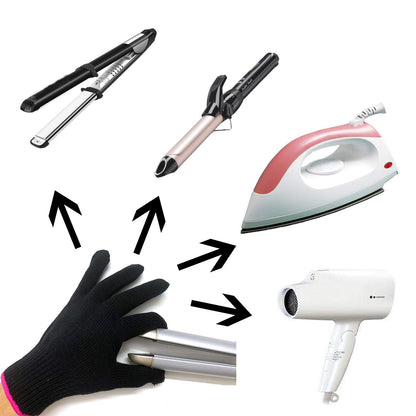 Heat Resistant Glove for Hair Styling, Pink Edge | Blocks Heat from Curling Irons & Wands, Works for Left or Right Hand, Single Glove Included, Comfortable & Flexible