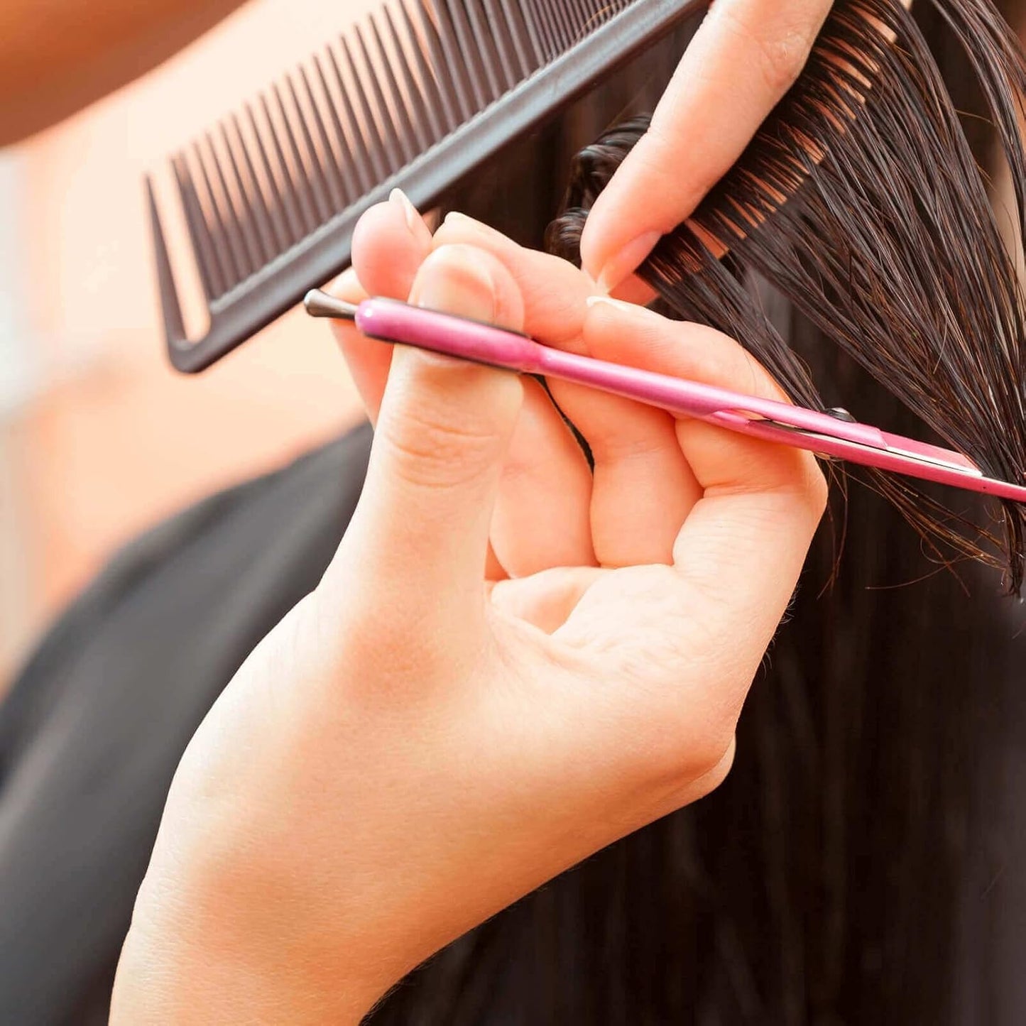 Hair Comb, Rat Tail Comb for Braiding Hair, Fine Tooth Hair Comb with Stainless Steel Pintail for Sectioning, Parting and Styling - Black | Fine Teeth, Precise Hair Sectioning, Braiding, Weaving, Hair Coloring, Lightweight, Comfortable Grip